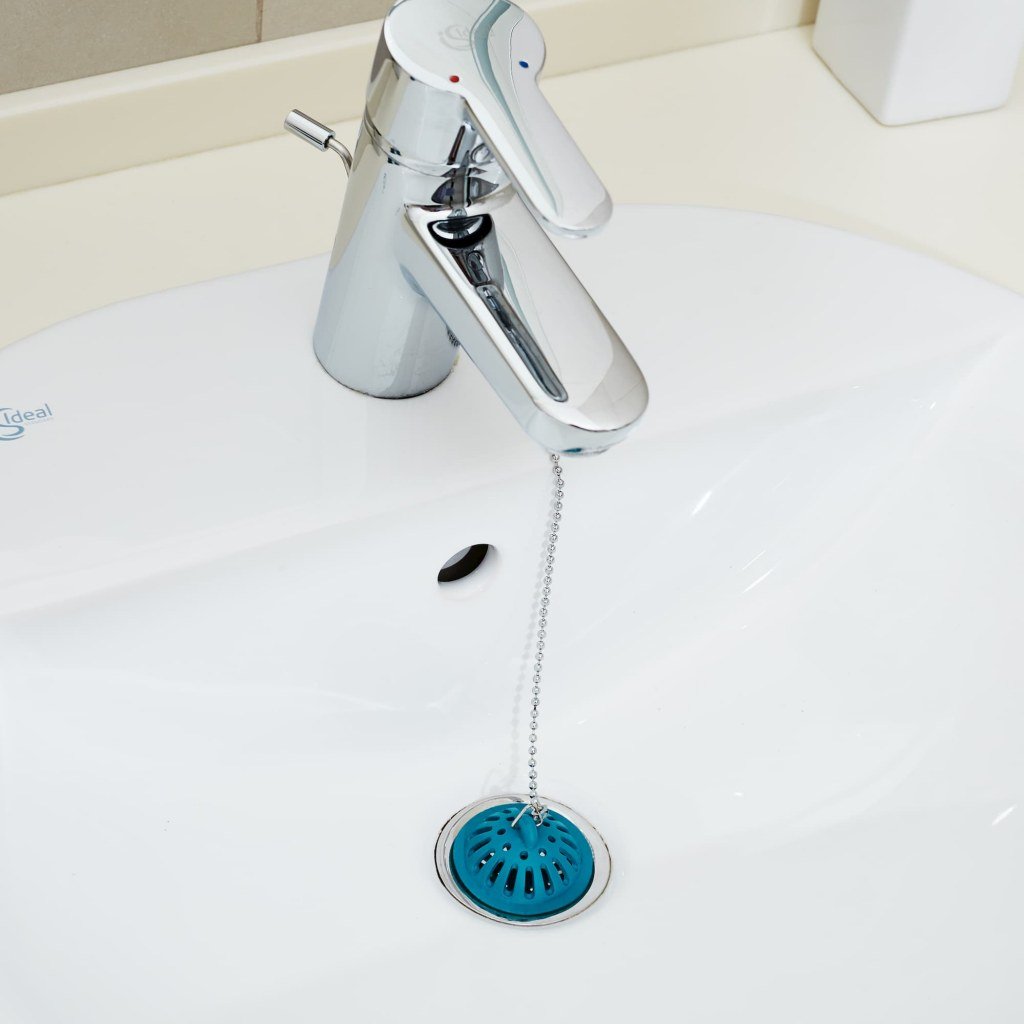 Ситечко-пробка для ванн, раковин диаметром 45 мм с латунной цепочкой 50 см