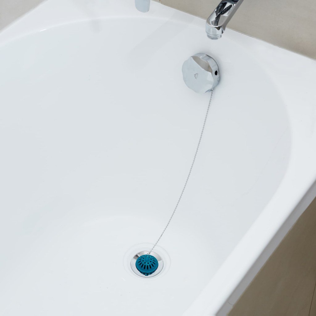 Ситечко-пробка для ванн, раковин диаметром 40 мм с латунной цепочкой 50 см